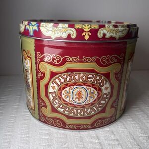 Nyåkers Pepparkakor Traditional Swedish Gingersnaps Red Round Tin Collectible